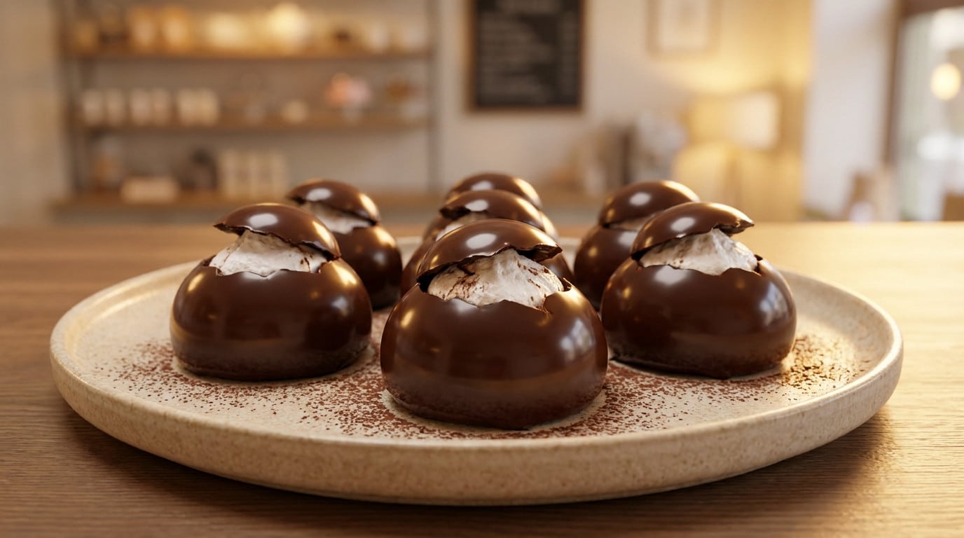 Desserts au chocolat sur une assiette.