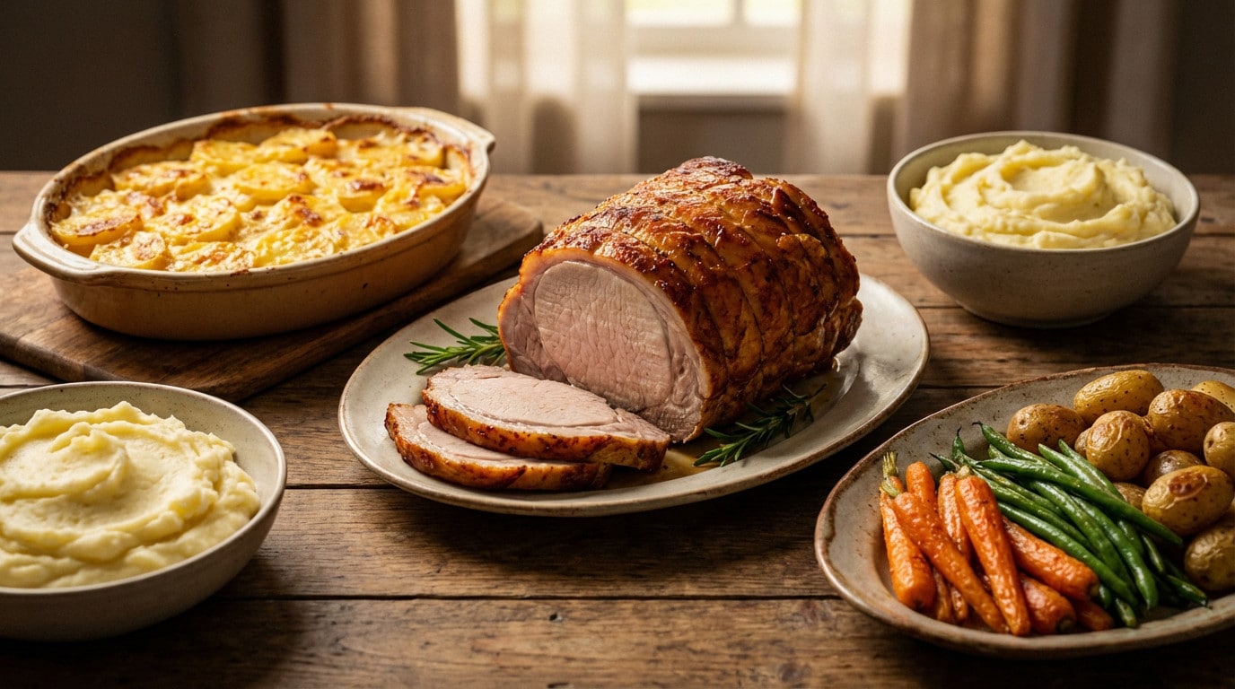 Plat copieux avec viande et légumes variés.