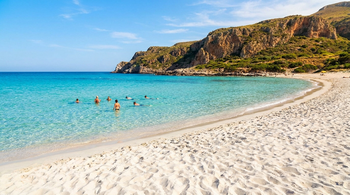 Eau turquoise et sable blanc à la réserve du Zingaro, près de San Vito Lo Capo.